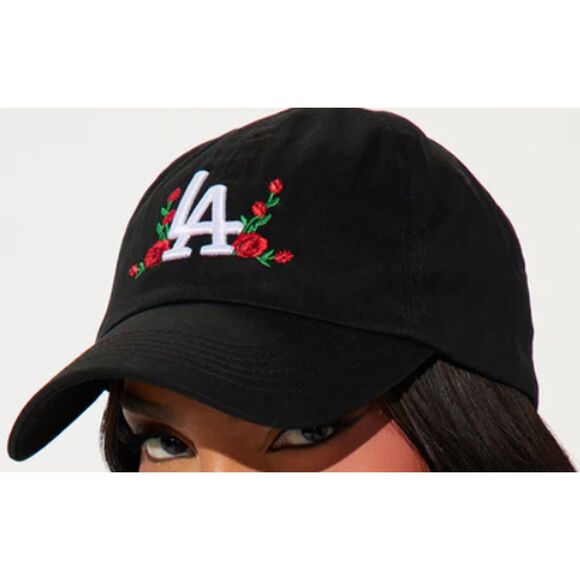 LA Black rose Baseball cap with adjustable Streetwear South City of Angels Y2K - Picture 3 of 15